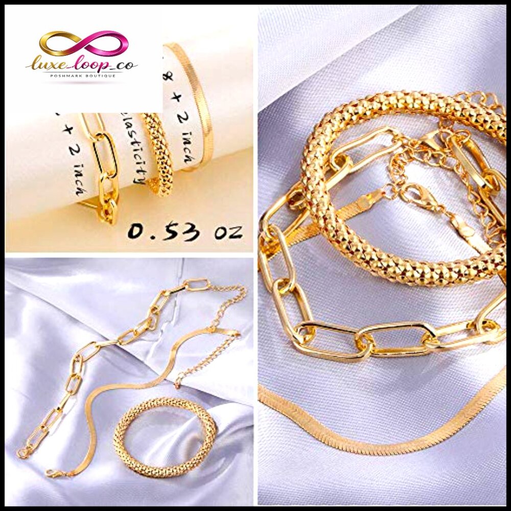 14k Gold Plated Layered Stackable Bangle Bracelet… - image 3